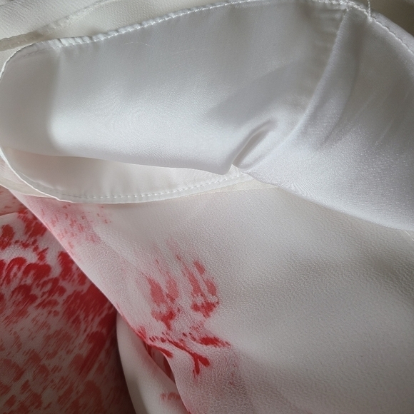 MAX STUDIO Mid Length Sheer Abstract Print White & Red Sleeveless Dress Size Med - Picture 8 of 10